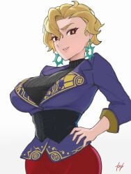 1girls alternate_breast_size big_breasts blonde_hair breasts briar_(pokemon) busty curvaceous curvy curvy_female curvy_figure earrings female fukuya_art game_freak huge_breasts large_breasts nintendo pokemon pokemon_(game) pokemon_sv short_hair voluptuous