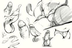 anthro balls bodily_fluids bulge clothing cum cumshot disembodied_penis ejaculation erection faceless_character faceless_male felid fur genital_fluids genital_focus genitals hands_on_legs hands_on_thighs humanoid_genitalia humanoid_penis male mammal monochrome multiple_images penis penis_focus penis_shot perspective sketch_page spread_legs spreading super-tuler tail underwear vein veiny_penis