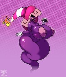 absurd_res anthro big_breasts big_lips bimbo_lip breasts clothing duragonart female gloves hair handwear hat headgear headwear hi_res huge_breasts hyper hyper_breasts long_hair mario_(series) mature_female nintendo nintendo_switch_lite paper_mario shadow_creature shadow_humanoid shadow_siren topless vivian_(paper_mario) wide_hips witch_hat