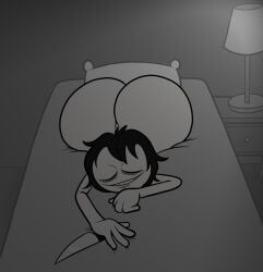 1boy ass badguynek big_ass big_butt black_hair butt creepypasta fat_ass fat_butt femboy femboy_jeff_the_killer huge_ass huge_butt jeff_the_killer knife laying_down laying_on_bed male male_only monster_femboy naked serial_killer skinny sleeping solo teenager thick_ass thick_butt toony young