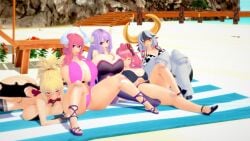 3d alma_elma beach beach_towel big_breasts bikini bikini_bottom bikini_top bimbo breasts cow_ears cow_girl cow_horns cow_print cowbell demon_girl demon_wings disgaea disgaea_2 disgaea_5 disgaea_6 evil_eye_(disgaea) gigantic_breasts huge_breasts koikatsu large_breasts massive_breasts mon-musu_quest! monster_girl monster_girl_quest multiple_girls nippon_ichi_software one-piece_swimsuit rozalin seaside seraphina_(disgaea) succubi succubus succubus_(disgaea) succubus_costume succubus_horns succubus_queen succubus_tail succubus_wings thick_thighs thighs totenafterdark