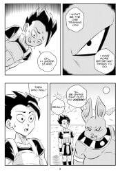 2boys black_and_white bowing cabba champa comic dragon_ball dragon_ball_super funsexydragonball monochrome page_2 saiyan sweatdrop