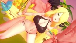 1girls 2boys 3d animated arm_grab arm_pull_doggy_style beach beach_sex big_breasts bikini blonde_hair boob_window cynthia_(pokemon) deg-kun doggy_style from_behind from_behind_position gangbang hair_over_one_eye handjob handjob_while_penetrated koikatsu mmf_threesome mp4 multiple_boys no_sound penis pokemon pokemon_champion pokemon_dppt self_upload sex tagme threesome video wrist_grab