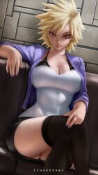 1girls alternate_version_available big_breasts black_bra black_skirt black_thighhighs blonde_hair boku_no_hero_academia bottomwear bra breasts cleavage couch female female_only hair huge_breasts izhardraws lace lace-trimmed_bra lace_trim legs_crossed legwear lingerie lips looking_at_viewer mature mature_female mature_woman milf mitsuki_bakugou mother my_hero_academia nail_polish nails pencil_skirt purple_nail_polish purple_nails red_eyes skirt solo solo_female thighhighs thighs topwear