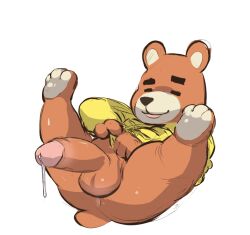 animal_crossing anthro balls bear boner erection furry male male_only nintendo overweight pantsless penis shirt solo solo_male spread_legs spunkerart teddy_(animal_crossing) ursid