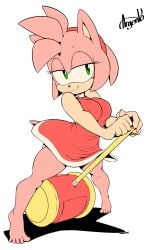 1girls amy_rose anthro argento barefoot big_breasts dress feet female furry green_eyes hair_ornament hammer panties piko-piko_hammer piko_piko_hammer sega simple_background smile sonic_(series) sonic_the_hedgehog_(series) squished_breasts toes weapon