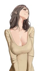 backless_outfit big_breasts big_breasts brown_hair long_hair neck tbocart tight_clothing