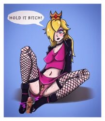 1boy 1girls action_lines belly belly_button big_thighs black_lipstick blonde_hair blue_background blue_eyes blush boots border caucasian caucasian_female choker clothing crop_top crown cum_leak cum_leaking darkrai1234 denial disgusted disgusted_look edging english_text eyeshadow female female_focus femdom fishnet fishnet_legwear fishnet_stockings fishnets footjob footwear golden_crown goth goth_girl gothic gothified hair_covering_eye hair_covering_one_eye hands_behind_back heel_boots high_heel_boots high_heeled_boots high_heels insult insulting_viewer leather leather_boots leather_clothing leather_jacket legs_apart legs_up lipstick long_hair looking_down magenta_clothing male mario_(series) mascara miniskirt mushroom panties penis perky_breasts perky_nipples pink_crop_top pink_miniskirt pink_panties pink_underwear pov pov_crotch precum precum_drip princess_peach purple_eyeshadow purple_lipstick rubbing_penis shadow shiny shiny_lips shiny_skin shiny_thighs simple_background sitting small_nose speech_bubble spiked_jacket spiked_shoulders spikes spread_legs stroking_penis super_mario_bros. tanned_male text thick_legs thick_thighs thin_eyebrows thin_waist upskirt vein veiny_penis white_border