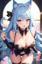 1girls ai_generated animal_ear_fluff animal_ears big_breasts breasts clothing female female_only holaraai light-skinned_female light_skin long_hair looking_at_viewer original