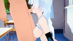 1boy 1girls 3d animated fellatio gym_clothes gym_shirt gym_uniform loop no_sound rwby tagme video weiss_schnee