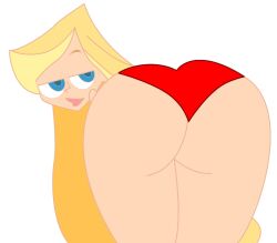 1girls ass ass_focus blonde_hair blue_eyes ec-707 female gawayn light-skinned_female looking_at_viewer looking_back princess_gwendolyn red_panties tagme transparent_background