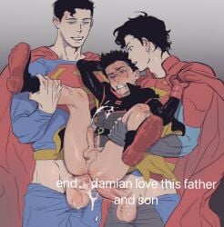 anal anal_sex artist_request belly_bulge big_balls big_penis caucasian caucasian_male clark_kent damian_wayne dc dc_comics double_penetration foreskin gay gay_sex group_sex huge_penis jon-el jonathan_kent kal-el male male_only muscles muscular muscular_male partially_retracted_foreskin penis penis_in_ass robin_(damian_wayne) robin_(dc) superboy superboy_(jonathan_kent) superman superman_(clark_kent) supersons teen_boy threesome uncircumcised younger_male