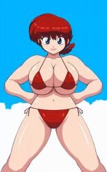 1girls animated bikini blue_eyes bouncing_breasts gif huge_breasts large_breasts moyashi mtf_crossgender ranma-chan ranma_1/2 ranma_saotome red_hair rule_63 suggestive swimsuit