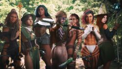 3d 7girls abs amazon ann_(geterafromfaerun) barbarian blonde_hair bodypaint bonnabi_(geterafromfaerun) dozie_(geterafromfaerun) dungeons_and_dragons elf female_only geterafromfaerun half_elf kate_(geterafromfaerun) mia_(geterafromfaerun) muscular muscular_female napa_(geterafromfaerun) tagme tribal tribal_markings yolande_(geterafromfaerun)