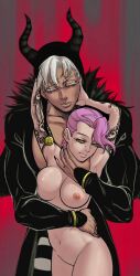 1boy 1girls breasts heterochromia jojo's_bizarre_adventure male/female pink_hair risotto_nero rule_63 size_difference vento_aureo vinegar_doppio