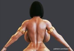 1girls 3d 3d_(artwork) 3d_model ancient_egypt armlet backboob bae3 big_ass big_breasts big_butt brown-skinned_female brown_skin egyptian egyptian_mythology gold_armlet hourglass_figure huge_breasts legend_of_queen_opala massive_ass massive_breasts oiled perfect_body princess queen queen_opala shiny_skin sweat tan_body tanned thick_thighs thin_waist wide_hips