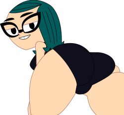 ass ass_focus big_ass big_butt black_swimsuit breasts ec-707 female female_focus female_only glasses grojband looking_at_viewer looking_back mina_beff png smilling tagme transparent_background