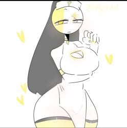 boobs countryhumans countryhumans_girl heart kak0yt0_chel looking_at_viewer skin tagme vatican_city_(countryhumans) yellow