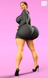 3d aarontempleart ass_focus back_view breasts bubble_butt business_attire business_woman clothing date_movie enormous_ass from_behind full-length_portrait full_body heels high_heels huge_ass jell-o_(date_movie) large_breasts latina office_lady pink_background portrait smile thick thick_ass thick_thighs