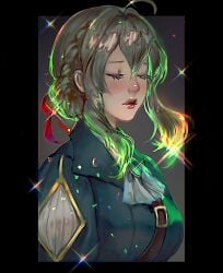 blonde_hair elegant_dress portrait ribbon serafleur violet_evergarden violet_evergarden_(character)