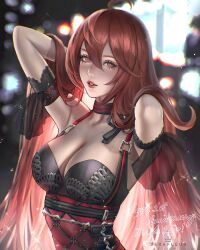 big_breasts breasts dragon_raja long_hair nono_(dragon_raja) red_hair revealing_clothes serafleur tight_clothing