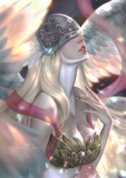 big_breasts helmet long_hair serafleur warrior wings