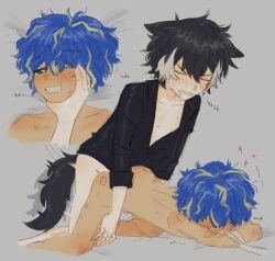 2boys astel_leda bite_marks black_hair blue_hair blush bondage choking dog_ears doggy_style gay gay_anal gay_male gay_sex green_eyes heart holostars holostars_gen_2 holostars_gen_3 holostars_japan kageyama_shien light_bondage looking_at_partner mafia_(holostars) male/male male_focus male_penetrated male_penetrating male_penetrating_male no_visible_genitalia nude_male nude_male_partially_clothed_male on_bed panting partially_clothed partially_clothed_male rough_sex sex simple_background suntempo sweat sweatdrop tagme tail virtual_youtuber vtuber white_streak wrapped_arms yaoi yellow_streak