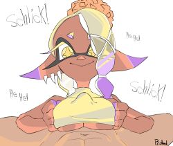 breasts dark_skin deep_cut_(splatoon) female female_focus frye_(splatoon) inkling inkling_girl nintendo paizuri paizuri_lead_by_female paizuri_under_clothes robedart splatoon splatoon_(series) splatoon_3