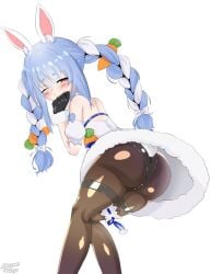 ass fully_clothed hololive hololive_fantasy hololive_japan huge_ass huge_breasts light_blue_hair looking_at_viewer looking_back meganethings rabbit rabbit_ears rabbit_girl rabbit_tail thick_thighs usada_pekora virtual_youtuber vtuber