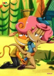 1boy1girl 1girls anthro anthro_on_anthro anthro_penetrated anthro_penetrating_anthro bbmbbf bedroom_eyes beret black_pants blue_shirt bottomless boy camp_lazlo cartoon_network clothed clothed_male clothed_male_partially_naked_female clothed_male_partially_nude_female dildo dildo_in_pussy dildo_insertion dildo_penetration female female_penetrated fur34 furry girl half-closed_eyes hat herpestid hut lazlo lazlo_(camp_lazlo) male male/female male_penetrating mammal mongoose monkey nature nature_background no_panties no_underwear orange_shirt palcomix pants partially_clothed partially_clothed_female patsy_smiles pink_hair primate seductive seductive_look sex_toy shirt smirk smirking smirking_at_partner vaginal_penetration yellow_mongoose