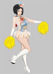 black_hair boots cheerleader female female_only fully_clothed hibike!_euphonium knee_boots komii kousaka_reina marching_band_uniform pom_poms revealing_clothes see-through_clothing short_skirt sweaty_body tagme tiny_hat white_boots white_legwear こみー