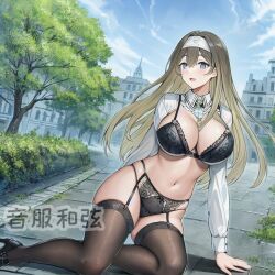 1girls ai_generated duel_monster exosister_irene exosisters lingerie nun yu-gi-oh!