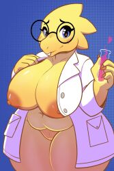 1girls 2d 2d_(artwork) 2d_artwork alphys anthro big_breasts breasts busty chubby chubby_female color female female_only glasses huge_breasts labcoat large_breasts looking_at_viewer nude nude_female nude_underneath pussy regret_everything solo thick_thighs uncensored uncensored_breasts uncensored_vagina undertale undertale_(series) wide_hips