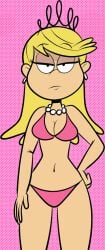 aged_up blonde_hair bra earrings emotionless hand_on_hip lola_loud necklace nickelodeon panties pink_bra pink_panties sb99 scobionicle99 the_loud_house tiara unamused