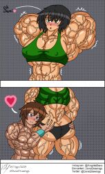 2girls abs anatomical_disaster biceps big_muscles commission danodrawings dark-skinned_female diane_(oc) digital_media_(artwork) extreme_muscles huge_muscles multiple_girls muscles muscular_female original original_character vascular veins veiny veiny_muscles