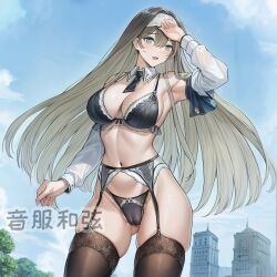 1girls ai_generated duel_monster exosister_irene exosisters lingerie nun yu-gi-oh!