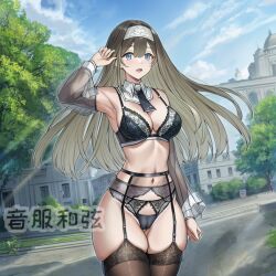 1girls ai_generated duel_monster exosister_irene exosisters lingerie nun yu-gi-oh!