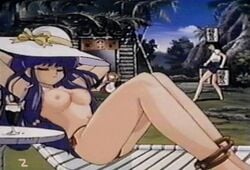 1boy anklet anklets breasts female hat human male multiple_females nipples photoshop ranma_1/2 screencap shampoo_(ranma_1/2) small_breasts sunbathing swimsuit