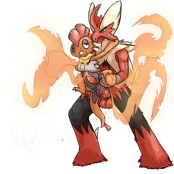 2014 alpha_channel anal anal_sex anus ass avian balls bird blaziken blue_eyes claws duo erection fire furry furry_only gay kamikitty male mega_blaziken mega_evolution nintendo penetration penis plain_background pokemon pokemon_(species) queenkami scalie scrafty sex teeth transparent_background video_games