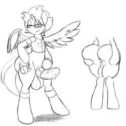 alicorn armband armor ass bedroom_eyes broken_horn cutie_mark denizen1414 equine erection eyewear friendship_is_magic girly glasses horn horse huge_ass legbands male mammal my_little_pony penis prodigy_skyfire_(original_character) vest wings yamisonic