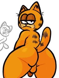 2boys anthro ass backsack big_ass big_butt bubble_butt femboy garfield_(series) garfield_the_cat huge_ass lewdewott male_only nermal_(garfield) thick_thighs unamused wide_hips