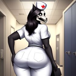 1girls 2020s 2023 ai_generated anthro ass big_ass female female_only frosting.ai hand_on_hip hospital looking_back monster_girl nurse nurse_cap scalieton scp-1471 scp-1471-a scp_foundation self_upload tight_clothing