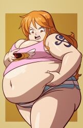 axel-rosered bbw belly_overhang big_belly big_breasts big_female blush chubby chubby_female embarrassed fat fat_ass fat_female fat_fetish fat_girl fat_woman fatty female female_only large_female nami obese obese_female one_piece overweight overweight_female plump pork_chop post-timeskip thick_thighs weight_gain