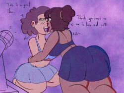 2girls amphibia asmr ass dark-skinned_female dialogue disney kissing lesbian lips lipstick mature_female microphone milf mrs._boonchuy multiple_girls oum_boonchuy partially_clothed principal_murphy_(amphibia) thick_thighs thighs titaniumtoenail yuri