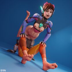 2girls 3d b9n barefoot blender d.va face_in_ass feet foot_fetish overwatch overwatch_2 soles tracer