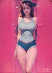 1girls ai_generated busty daisy_dukes disney female gravity_falls jean_shorts long_hair nicelum portrait solo thigh_gap wendy_corduroy