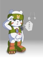 absurd_res anthro balls bandai_namco bear chakkumon digimon digimon_(species) digimon_frontier erection genitals gesture headgear hi_res hypnosis male mammal mind_control penis salute snowman spiral_eyes white_body xiongmoe