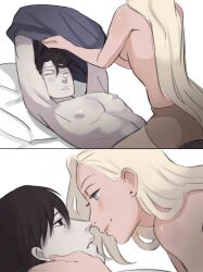 1boy 1boy1girl 1girls absurd_res black_eyes black_hair blonde_hair blue_eyes blush booty_shorts boruto:_naruto_next_generations breasts breasts_out canon_couple closed_eyes comic couple cowgirl_position dominant_female ear_piercing earrings erect_nipples female femdom hi_res high_resolution highres husband_and_wife imminent_sex ino_yamanaka jewelry light-skinned_female light-skinned_male light_skin lips lipstick looking_at_another looking_at_partner makeup male male/female malesub married_couple minishorts monday_mint nail_polish naruto naruto:_the_last naruto_(series) naruto_shippuden nipples no_bra on_back painted_nails pale-skinned_female pale-skinned_male pale_skin pillow pink_lips pink_lipstick pink_nail_polish pink_nails romantic romantic_ambiance romantic_couple sai shirt_lift shirt_up short_shorts shorts shounen_jump sitting sitting_on_lap sitting_on_person story straddling straight submissive_male topless topless_female topless_male undressing white_background yamanaka_ino