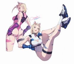 1girls big_breasts blonde_hair blue_eyes breasts busty cammy_white citemer cleavage curvaceous curvy curvy_body curvy_female curvy_figure female huge_breasts large_breasts scar sports_bra street_fighter street_fighter_6 voluptuous