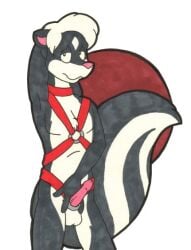 bondage bound erection harness male mammal mephitid non-human non-human_only skinny skunk tabbiewolf unusual_penis